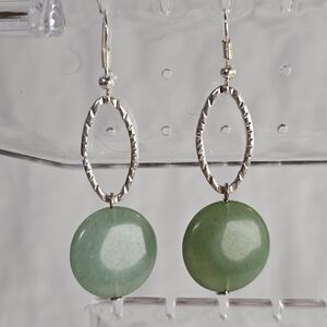 Elegant Silver and Green Earrings